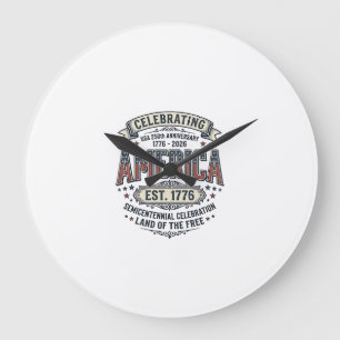 America 250th Anniversary Vintage Patriotic Shirt Large Clock