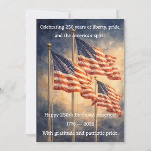America 250th Birthday Fireworks Patriotic Card