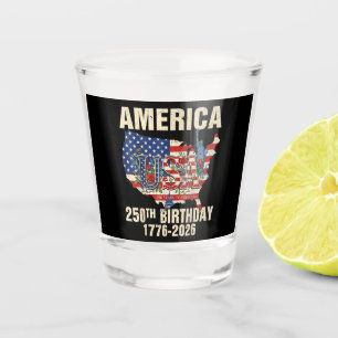 America 250th Birthday Patriotic Celebration Desig Shot Glass