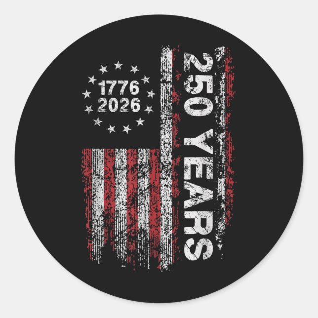 America 250th Birthday Us Flag 250 Years We The Pe Classic Round Sticker (Front)
