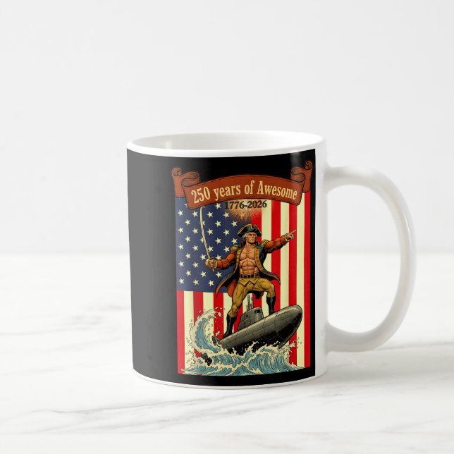 America 250th Funny George Washington Riding Coffee Mug (Right)