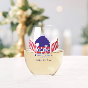 America 250th-Spirit of Freedom-Editable Text Stemless Wine Glass