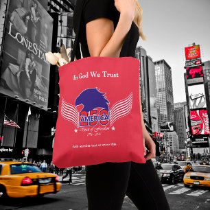 America 250th-Spirit of Freedom-Red-Editable Text Tote Bag