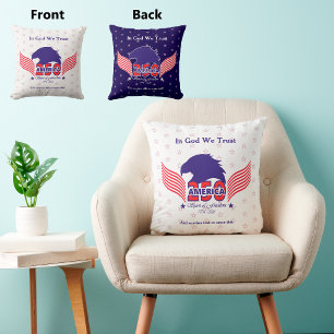 America 250th-Spirit of Freedom-White&Blue-Text Cushion