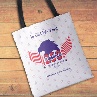 America 250th-Spirit of Freedom-White-Edit Text Tote Bag