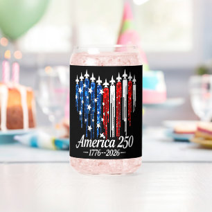 America 250th Years Heart Flag Can Glass