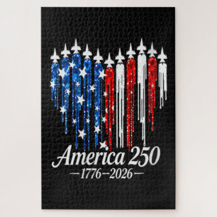 America 250th Years Heart Flag Jigsaw Puzzle