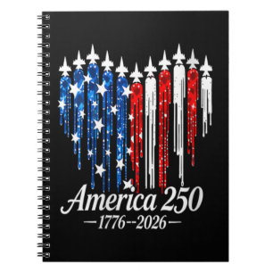 America 250th Years Heart Flag Notebook
