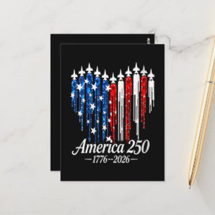 America 250th Years Heart Flag Postcard