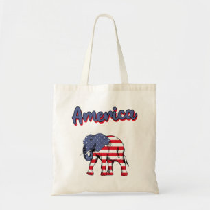 America 4th of July Celebration Elephant USA Flag Tote Bag
