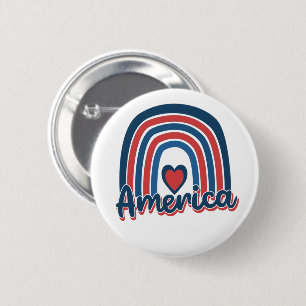 America 4th of July Celebration Rainbow USA 6 Cm Round Badge