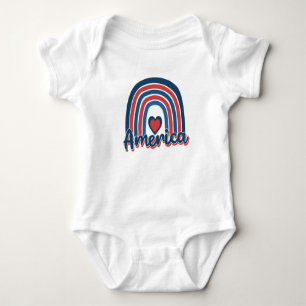 America 4th of July Celebration Rainbow USA Baby Bodysuit