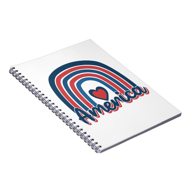 America 4th of July Celebration Rainbow USA Notebook (Right Side)