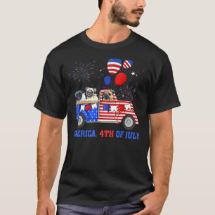 America 4th Of July Pug Dog Mum American Flag Mer T-Shirt