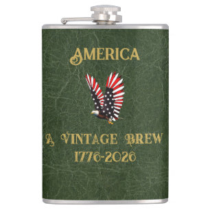 America a Vintage Brew Eagle 1775 - 2026  Hip Flask