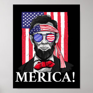 America _ Abe Lincoln 4th Of July Men Boys Gift Poster