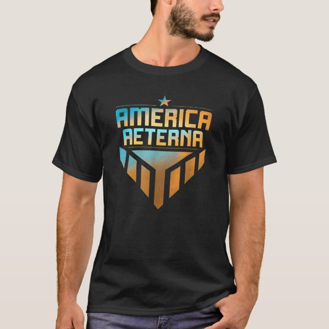 America Aeterna Blue Orange USA Tech And Space Exp T-Shirt (Front)