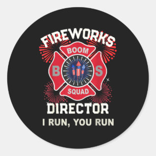 America af firework director run boom squad classic round sticker