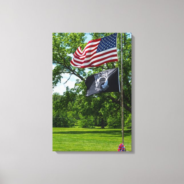 America And POW Flags Canvas Print (Front)