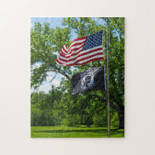 America And POW Flags Jigsaw Puzzle