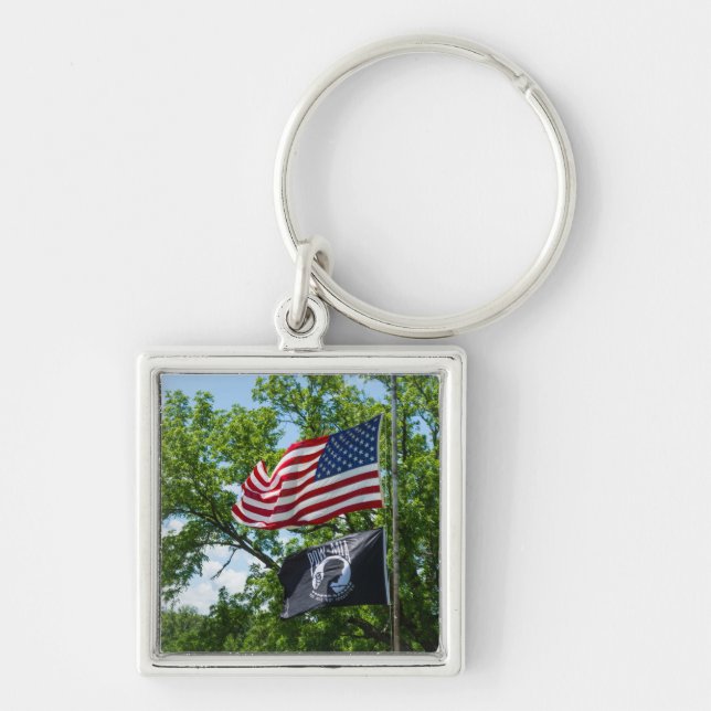 America And POW Flags Key Ring (Front)