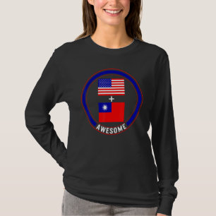 America And Taiwan Awesome Taiwanese American Flag T-Shirt