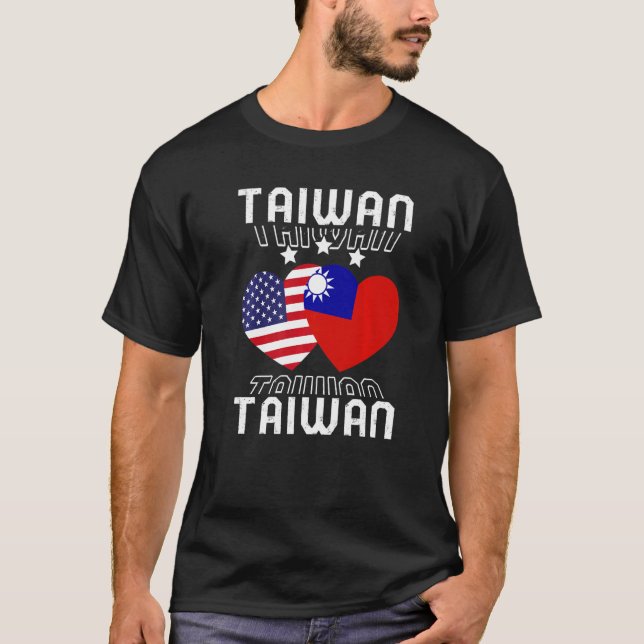 America And Taiwan Taiwanese American Flag Dual Na T-Shirt (Front)