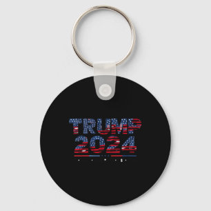 America Back Us Flag 4th Of July Donald Trump 2024 Key Ring