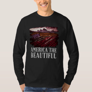 America Beautiful Mountains Purple Patriotic Decor T-Shirt