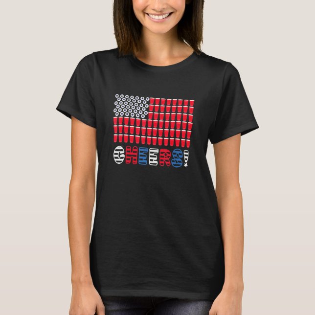 America Beer 4th Of July Usa Flag  Cheers T-Shirt (Front)