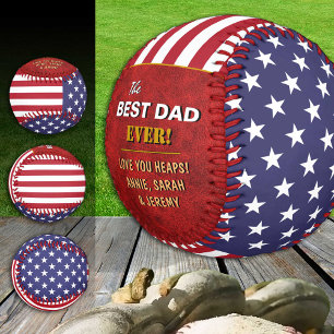 America Best Dad, patriotic USA, American Flag Baseball