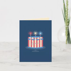 America Birthday Cake   Retro 4th of July Holiday Card
