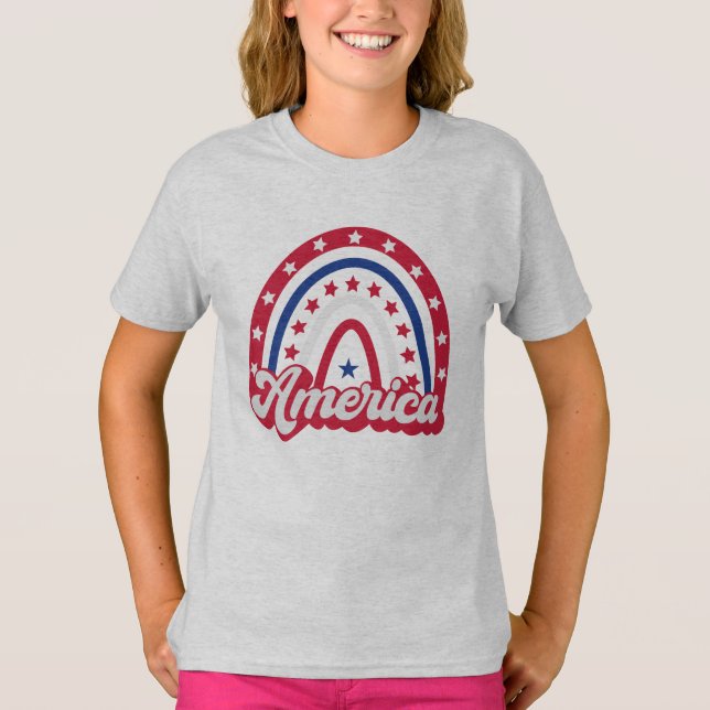 America Boho Rainbow 4 of july 1776 T-Shirt (Front)