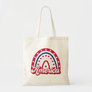 America Boho Rainbow 4 of july 1776 Tote Bag