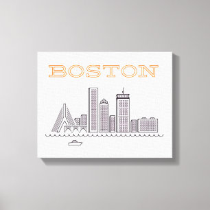 America Boston City Skyline, Boston Ma Us Skyline Canvas Print