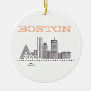 America Boston City Skyline, Boston Ma Us Skyline Ceramic Tree Decoration