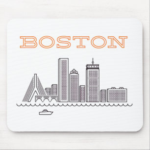 America Boston City Skyline, Boston Ma Us Skyline Mouse Pad