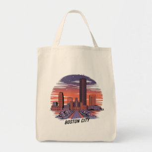 America Boston City Skyline, Boston Ma Us Skyline Tote Bag