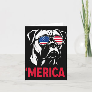 America Boxer Dog Aamerican Flag Sungles Patriotic Card
