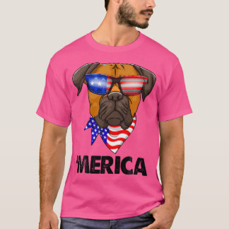 America Boxers Patriotic Men English Dog T-Shirt