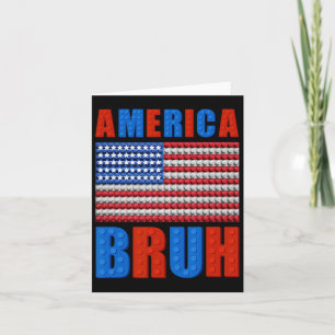America Bruh Building Bricks Flag 4th Of July Mast Card