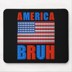 America Bruh Building Bricks Flag 4th Of July Mast Mouse Pad