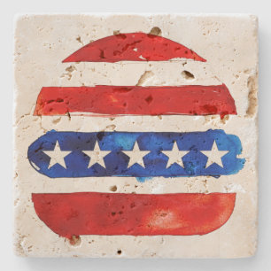 America Burger (White Painting No. 4) Stone Coaster