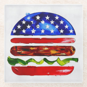 America Burger (White Painting No. 5) Glass Coaster