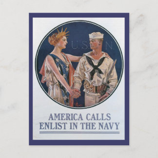 America Calls World War II Postcard