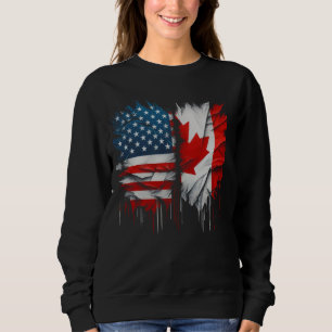 America Canada Flags Half American Half Canadian Sweatshirt