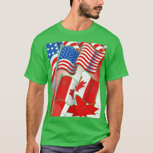 America Canadian Maple Leaf Flag US Flag Canada T-Shirt