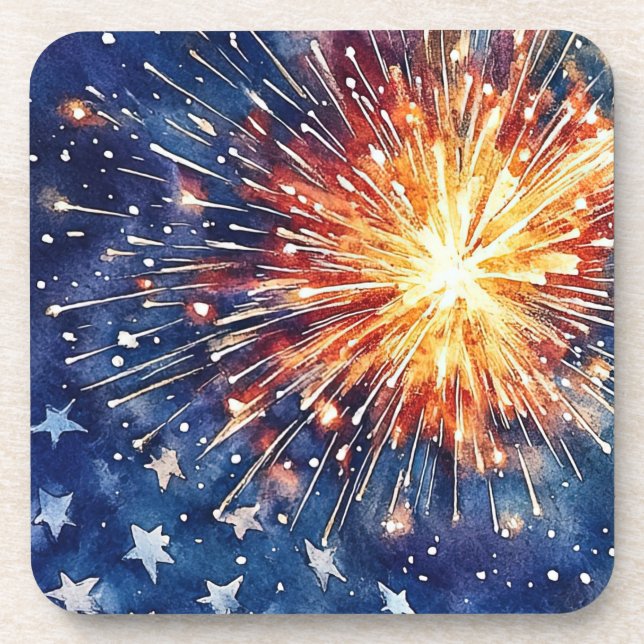 America Celebration. Stars and fireworks.  Coaster (Front)