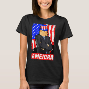 America Cheems Shiba Dog Dank July 4th Usa Flag T-Shirt