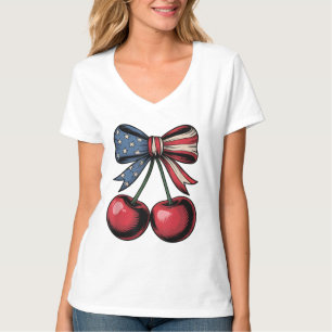 America Cherry 4th of July Independence Day T-Shirt
